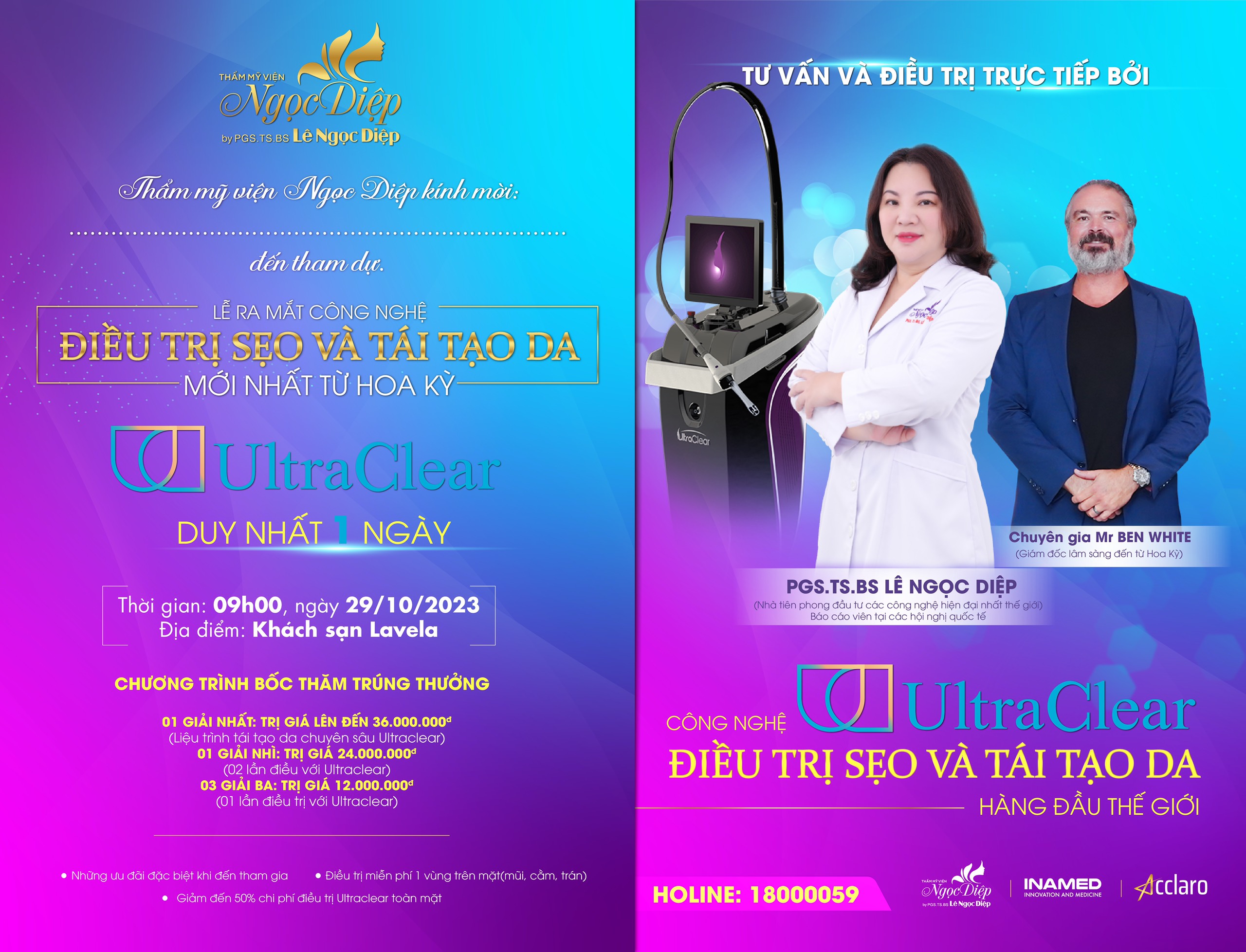 INAMED tự hào đồng hành cùng “Lễ ra mắt công nghệ Ultraclear điều trị sẹo và tái tạo da mới nhất từ Hoa Kỳ” của Phòng khám da liễu và thẩm mỹ PGS.TS.BS Lê Ngọc Diệp
